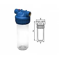 Carcasa filtrare transparenta FILTRO Single CPP3P, racord alama 3/4