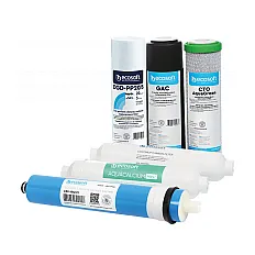 Set cartușe osmoză inversă Ecosoft AquaCalcium, 6 stadii cu membrană 75 GPD și remineralizare, format standard 10 inch, mufe rapide 1/4, durată 6 luni