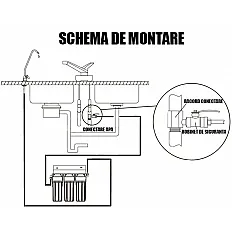 Sistem de ultrafiltrare cu alcalinizare Aquafilter FILTRO UF4 ALCALIN, 5 stadii de filtrare, membrana ultracapilara 0.02 microni, remineralizare pentru cresterea pH-ului, montaj sub chiuveta