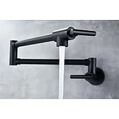 Baterie bucatarie pentru umplere oale Premier Wall Black, montare in perete, pipa pivotanta 180 grade extensibila 61 cm, monocomanda, finisaj negru mat, cartus ceramic