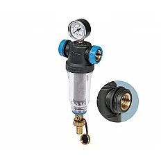 Filtru cu purjare automata MV Group IT FFNS2P1522, conexiune 3/4 inch, prevazut cu manometru, cap din material armat pentru rezistenta ridicata