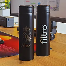 Termos FILTRO Thermo LED Black, perete dublu din inox 304, afisaj digital tactil al temperaturii, infuzor inclus, capacitate 500 ml, culoare negru