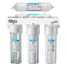 Sistem ultrafiltrare si alcalinizare FILTRO Standard ALK5, 5 stadii, membrana 0.02 microni, remineralizare pentru cresterea pH-ului, montaj sub chiuveta, fara bazin de stocare
