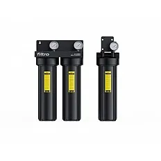 Carcasa filtrare apa FILTRO Big Black 20 inch, conexiune 1 inch, cu manometru, garnitura dubla, cheie de strangere, supapa presiune si suport metalic din polipropilena