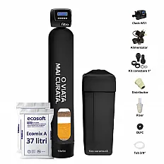 Stație automată dedurizare simplex Clack WS1 PROMIX 5-in-1, valvă volumetrică Clack CE 1 inch, tank 10x54, 37 litri rășină Ecomix A, debit 2.0-2.5 m3/oră, dedurizare deferitizare demanganizare