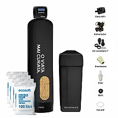 Sistem de dedurizare automat Clack WS1 PROSOFT, valvă volumetrică Clack CE 1 inch, rășină Ecolite S 100 litri, tank simplex 14x65, debit 5.0 m3/oră