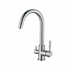 Baterie bucătărie cu 3 căi Premier Clasic Chrome, flux separat apă filtrată, cartușe ceramice, finisaj cromat lucios, montaj pe chiuvetă, racorduri incluse