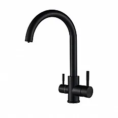 Baterie bucatarie 3 cai Premier Clasic Black, flux separat apa filtrata, cartuse ceramice, finisaj negru mat, racorduri incluse