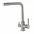 Baterie bucatarie 3 cai Premier Tall Grey Stone, flux separat apa filtrata, finisaj gri mat design granit, corp alama cu cartuse ceramice, montaj pe chiuveta
