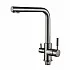 Baterie de bucatarie 3 cai Premier Tall Graphite, finisaj gri graphite, flux separat apa filtrata si menajera, corp alama cu cartuse ceramice