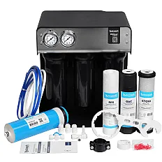 Sistem osmoza inversa profesionala Ecosoft RoBust 1500, membrana 500 GPD, debit direct fara bazin, pompa booster inclusa, filtrare in 4 stadii