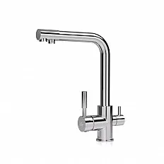 Baterie de bucatarie cu 3 cai Premier Tall Chrome, monocomanda cu pipa pivotanta 360°, cartus ceramic, finisaj cromat, alimentare separata apa filtrata, rece si calda