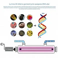 Sterilizator UV apa Ecosoft HR60, lampa 10W, debit 3.8 l/min, conexiune 1/4