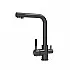 Baterie bucatarie cu 3 cai Premier Tall Black, pipa pivotanta 360°, cartus ceramic, negru, montare pe blat pentru apa rece, calda si filtrata