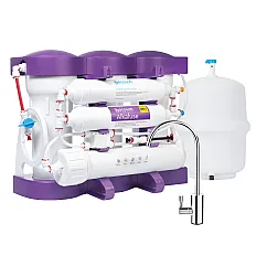 Sistem de filtrare cu osmoza inversa Ecosoft P'URE Alkafuse, 6 stadii de filtrare, membrana 75 GPD, remineralizare cu calciu si magneziu, functionare fara electricitate, bazin de stocare inclus