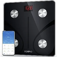 Cantar de baie Smart Renpho CS20M, Maxim 180Kg, 13 masuratori, BMI, BMR IMC, Bluetooth, compatibil Fitbit, Apple Health, Google Fit (PEU-ES-CS20M-BK)