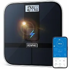 Cantar SMART Digital RENPHO R-A020 – Body Composition, Alimentare Solara, Greutate, Grasime Corporala, Muschi, Oase, Bluetooth, Apple Health, Fitbit, Samsung Health (R-A020)