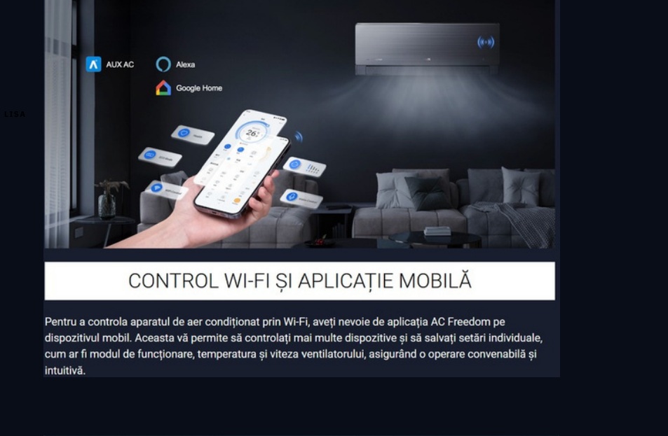 Aer Condiționat AUX CM-Smart 12.000 BTU – WiFi, Control Vocal Hello Lisa, A+++ / A++, R32