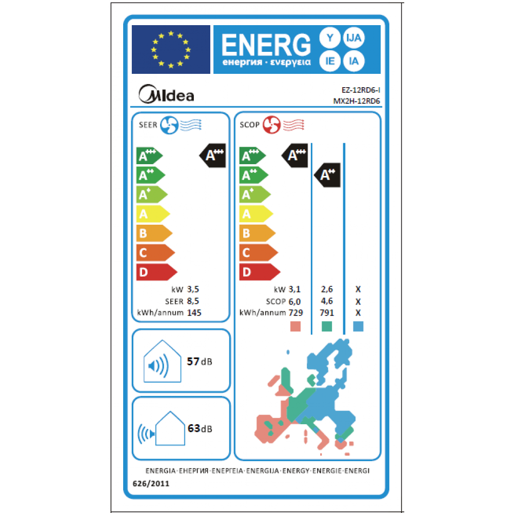 Aer conditionat Midea Solstice, EZ-12RD6-I/MX2H-12RD6, Gama 2026, 12000 BTU, Clasa A+++/A++, Wi-Fi, Inverter, Ionizare (EZ-12RD6-I/MX2H-12RD6)