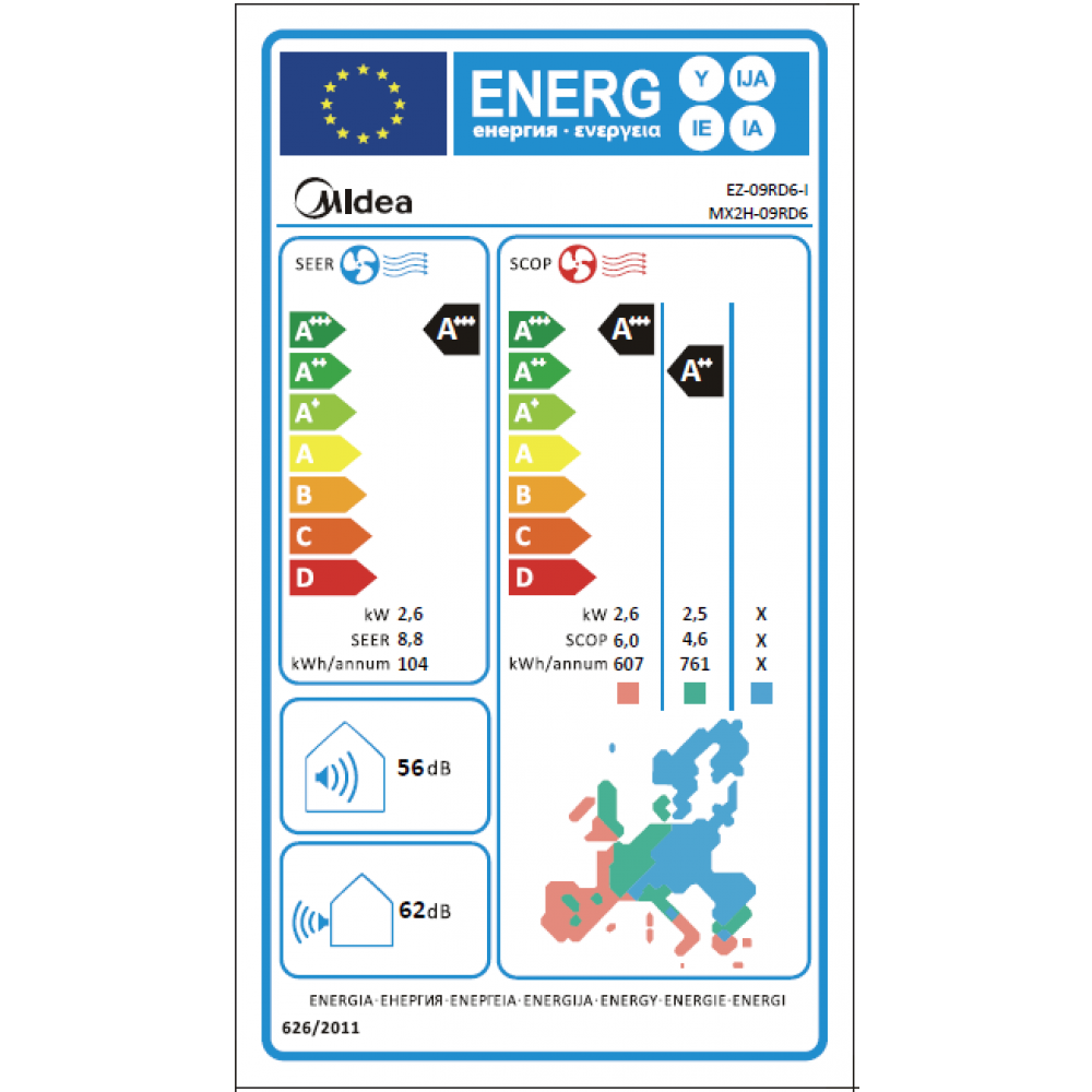Aer conditionat Midea Solstice, EZ-09RD6-I/MX2H-09RD6, Gama 2026, 9000 BTU, Clasa A+++/A++, Wi-Fi, Inverter, Ionizare (EZ-09RD6-I/MX2H-09RD6)