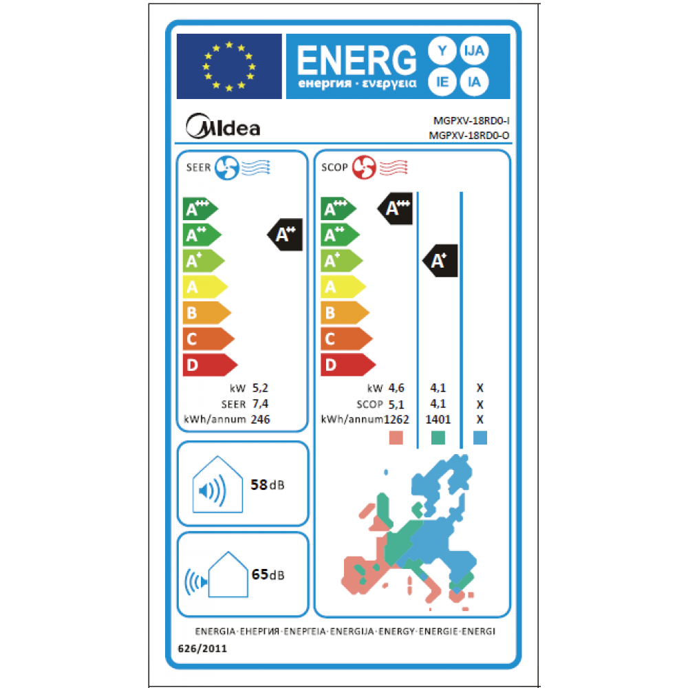 Aparat de aer conditionat Midea Solunar Lite, MGPXV-18RD0-I/MGPXV-18RD0-O, Gama 2026, 18000 BTU, Clasa A++/A+, Wi-Fi, Inverter, AI EcoMaster (MGPXV-18RD0-I/MGPXV-18RD0-O)