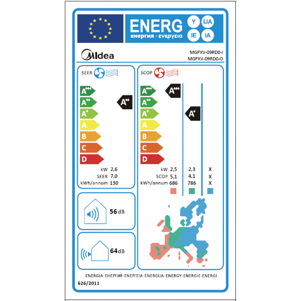 Aparat de aer conditionat Midea Solunar Lite, MGPXV-09RD0-I/MGPXV-09RD0-O, Gama 2026, 9000 BTU, Clasa A++/A+, Wi-Fi, Inverter, AI EcoMaster (MGPXV-09RD0-I/MGPXV-09RD0-O)