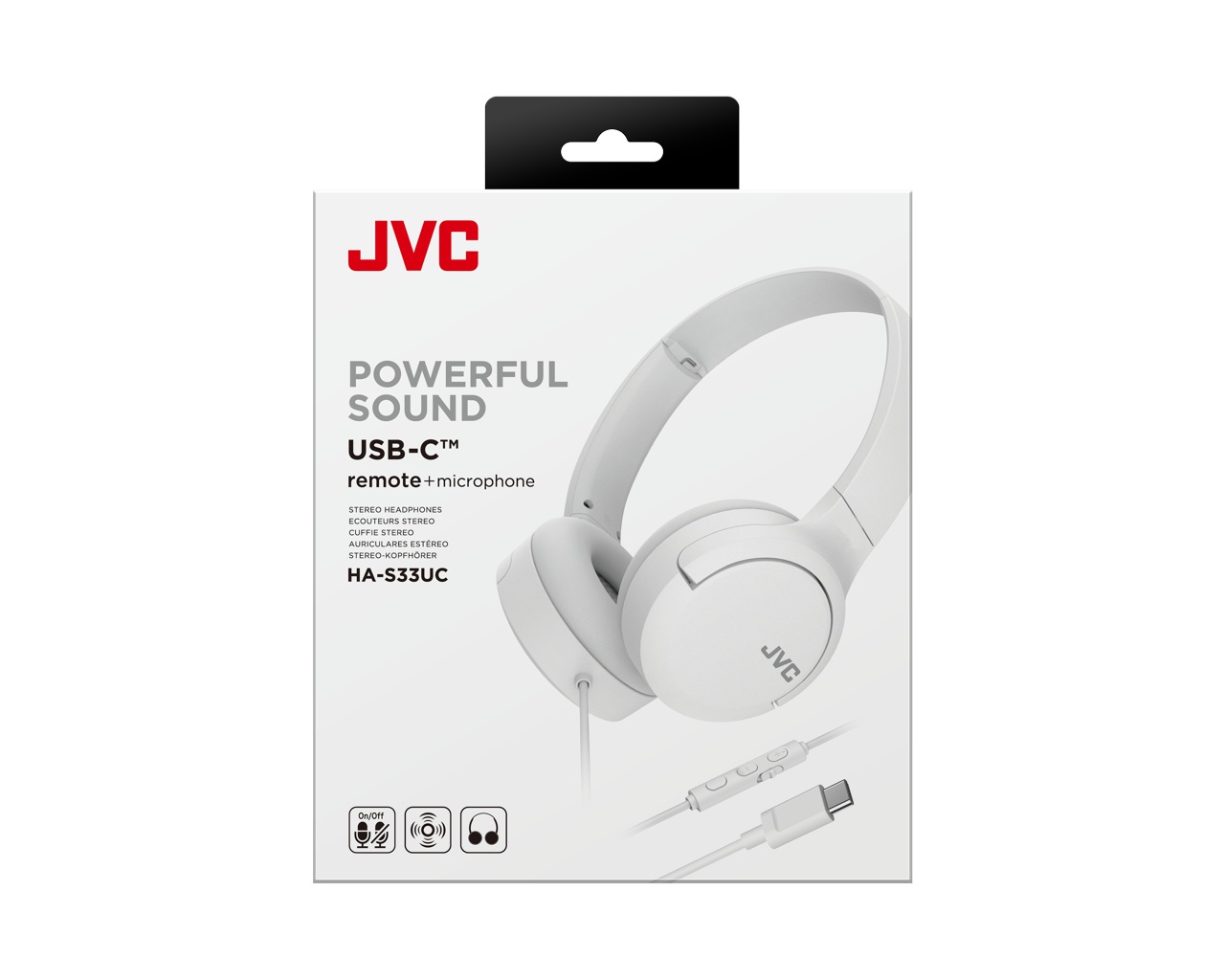 Casti JVC HA-S33UC-B-U, Cu fir, On-Ear, Microfon, USB-C, negru