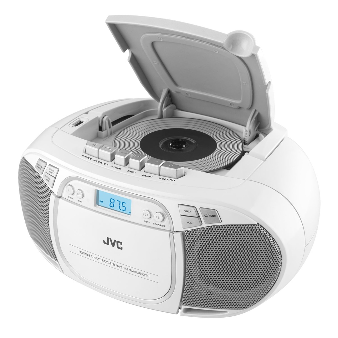Radio cu casetofon si player CD JVC RC-E451B, 2 x 1.6 W RMS, FM, Bluetooth, USB, MP3, AUX IN, negru