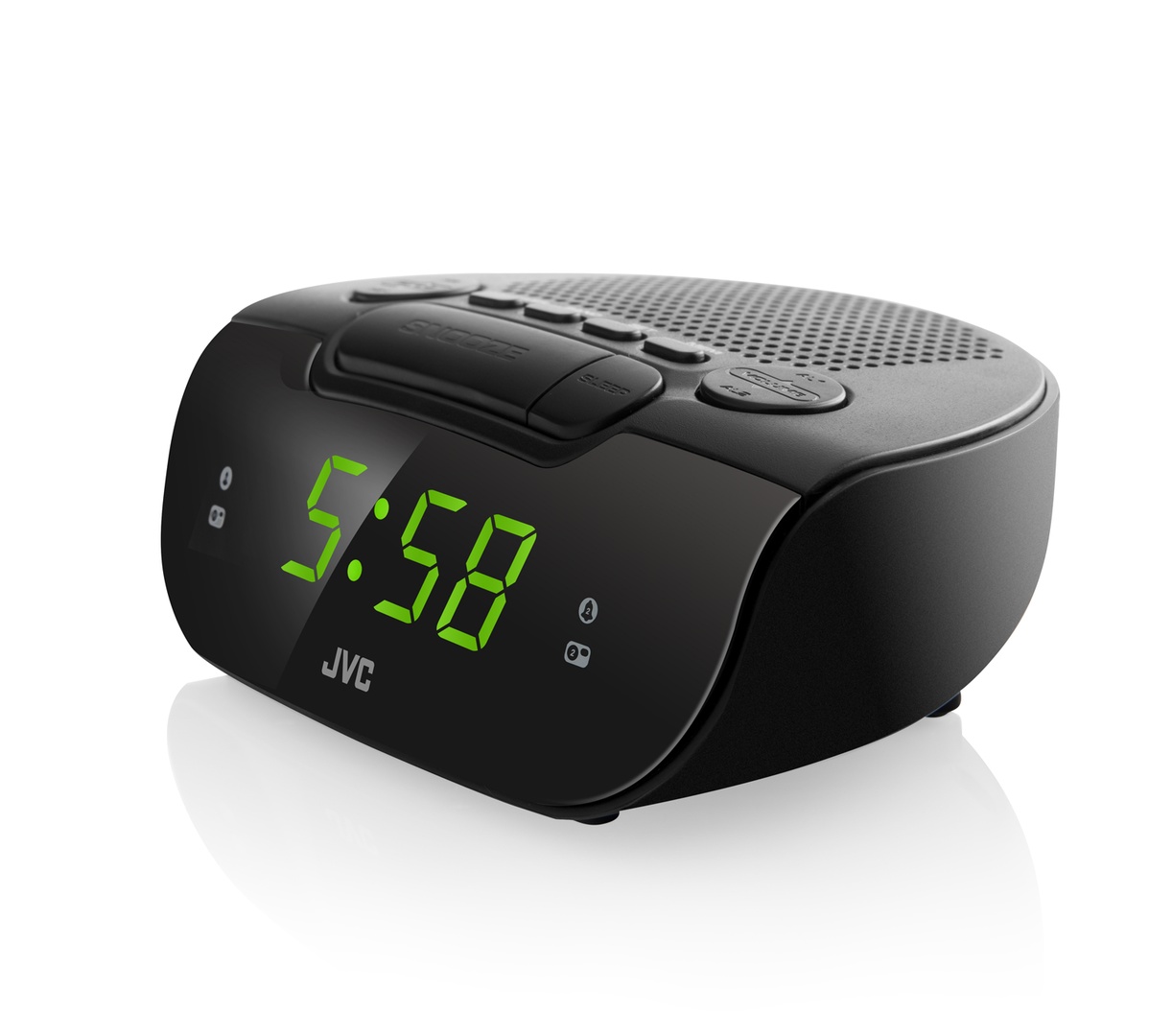 Radio cu ceas si alarma JVC RA-E211B, proiectie ora, tuner digital FM/AM, setare luminozitate, negru