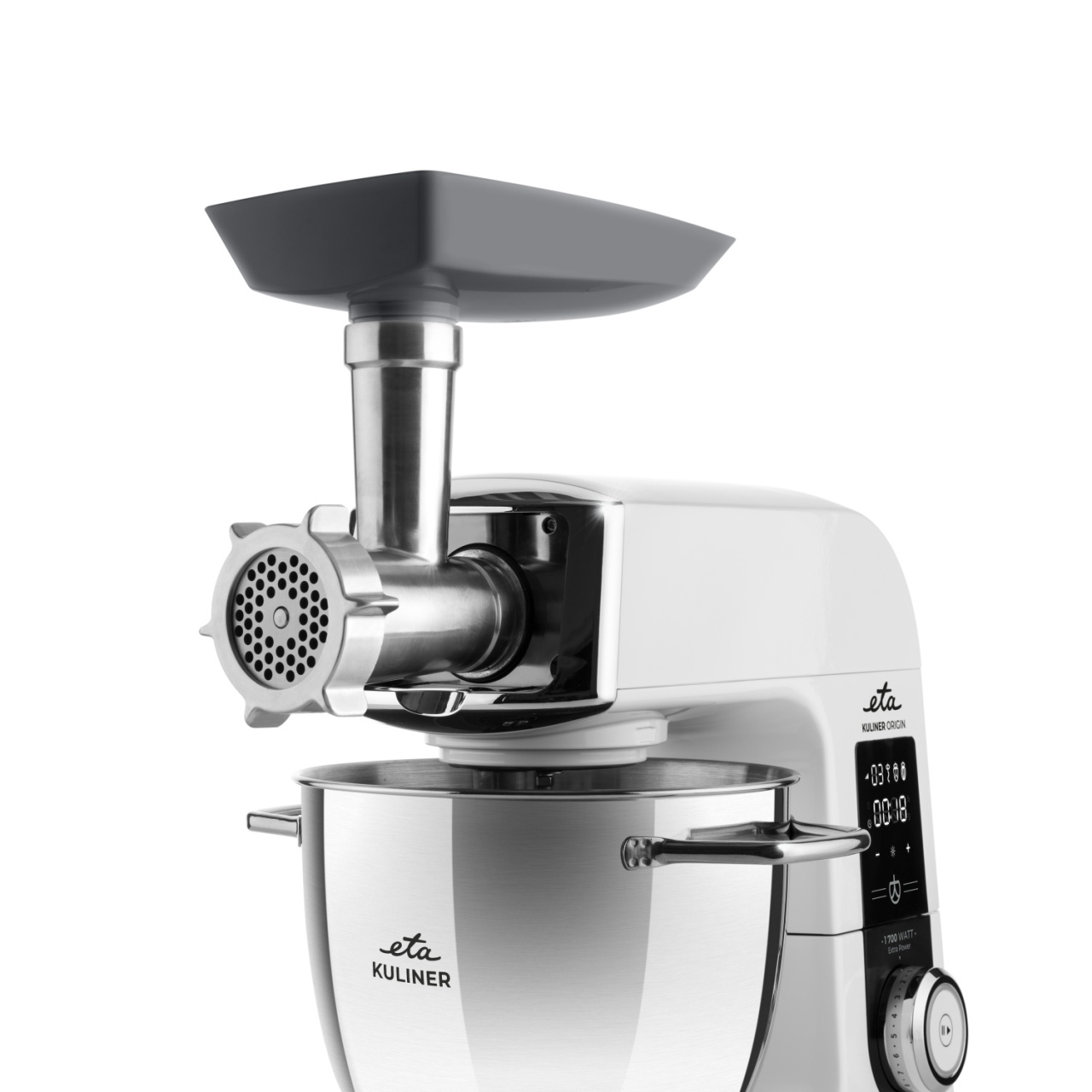 Robot de bucatarie ETA Gratus Kuliner II Origin 2038 90000, 1700 W, bol 6.7 litri + bol 3.5 litri, design integral din metal, LED, control tactil