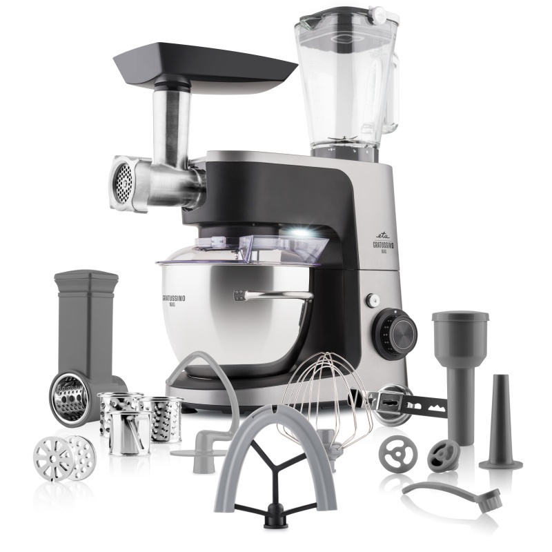 Robot de bucatarie ETA Gratussino III 3023 90020, 1200W, 4.5 litri, control continuu al vitezei + PULS, negru/gri