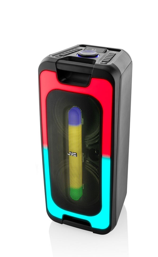 Boxa portabila JVC XS-E423B, 24 W, Bluetooth, IPX5, iluminare cu LED-uri, negru