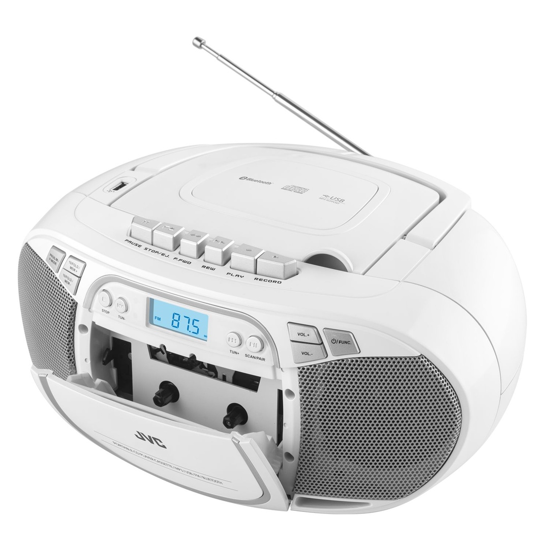 Radio cu casetofon si player CD JVC RC-E451B, 2 x 1.6 W RMS, FM, Bluetooth, USB, MP3, AUX IN, negru