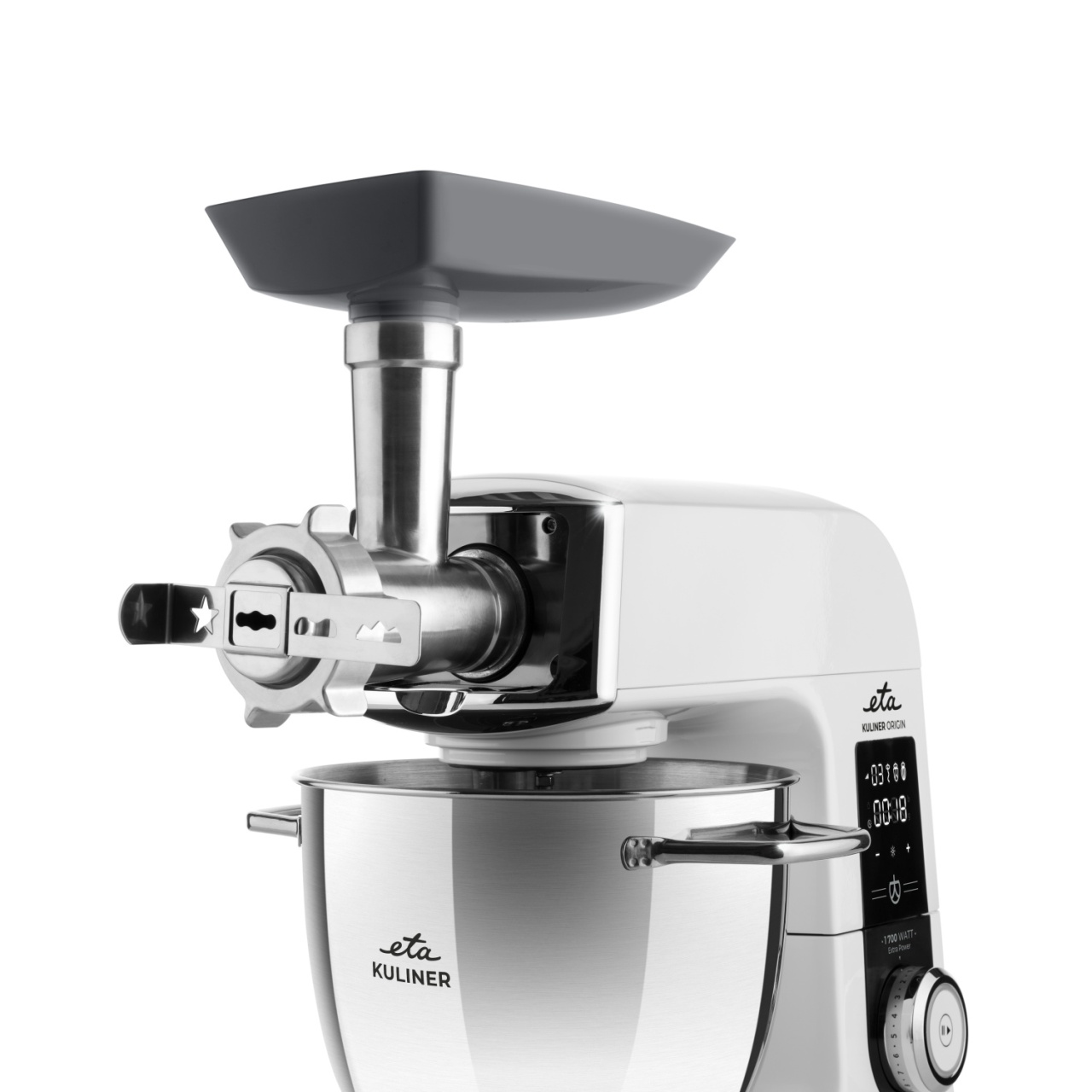 Robot de bucatarie ETA Gratus Kuliner II Origin 2038 90000, 1700 W, bol 6.7 litri + bol 3.5 litri, design integral din metal, LED, control tactil
