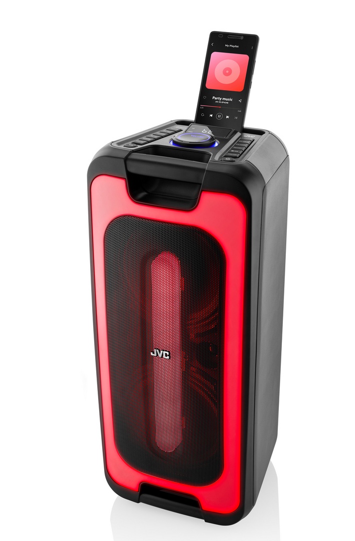 Boxa portabila JVC XS-E423B, 24 W, Bluetooth, IPX5, iluminare cu LED-uri, negru