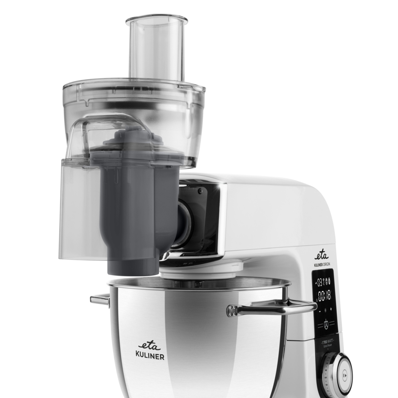 Robot de bucatarie ETA Gratus Kuliner II Origin 2038 90000, 1700 W, bol 6.7 litri + bol 3.5 litri, design integral din metal, LED, control tactil