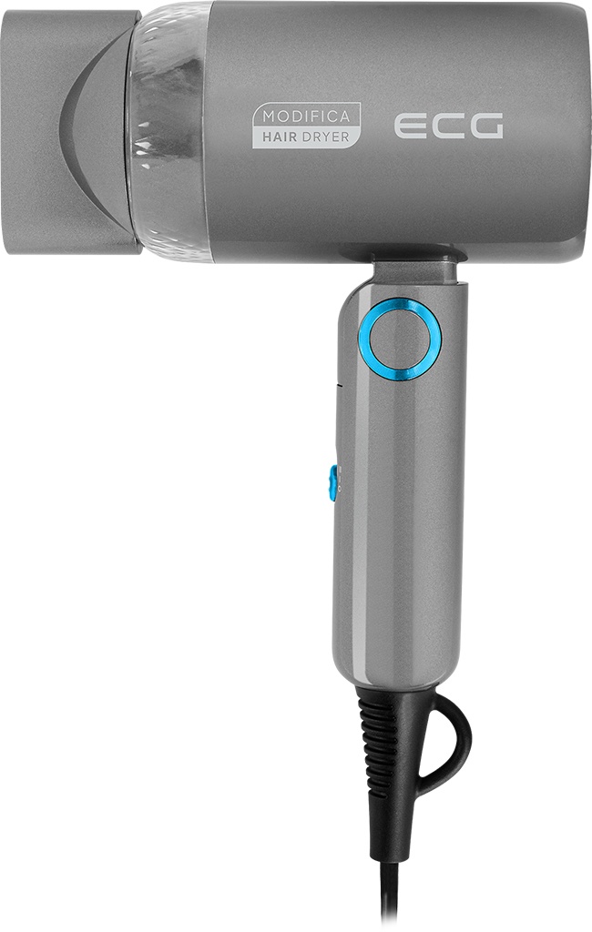 Uscator de par pentru voiaj ECG Grigio Piccolo, 1200 W, 2 viteze, 2 niveluri de temperatura, maner pliabil, gri