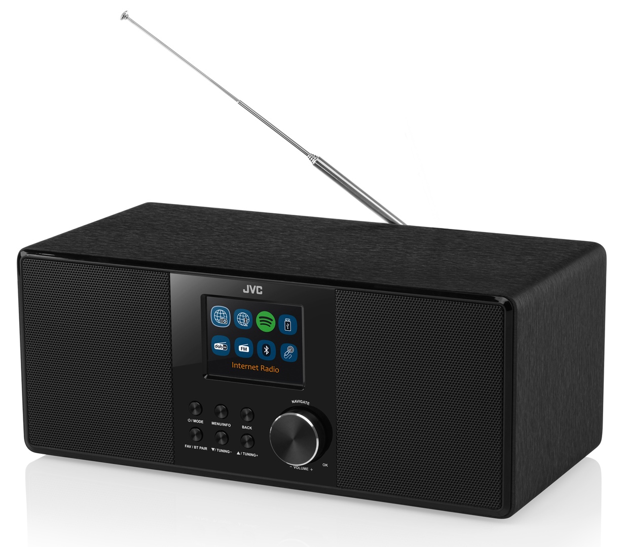 Radio cu CD JVC RD-E221B, 2 x 1.3 W RMS, FM/USB/MP3, AUX IN, iesire pentru casti, negru