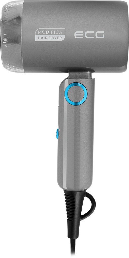 Uscator de par pentru voiaj ECG Grigio Piccolo, 1200 W, 2 viteze, 2 niveluri de temperatura, maner pliabil, gri