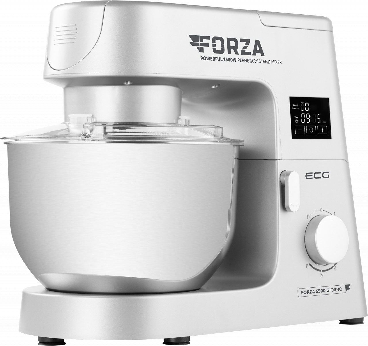 Robot de bucatarie ECG FORZA 5500 Giorno Argento, 1500 W, 6,5 litri, LCD, sistem de amestecare planetar