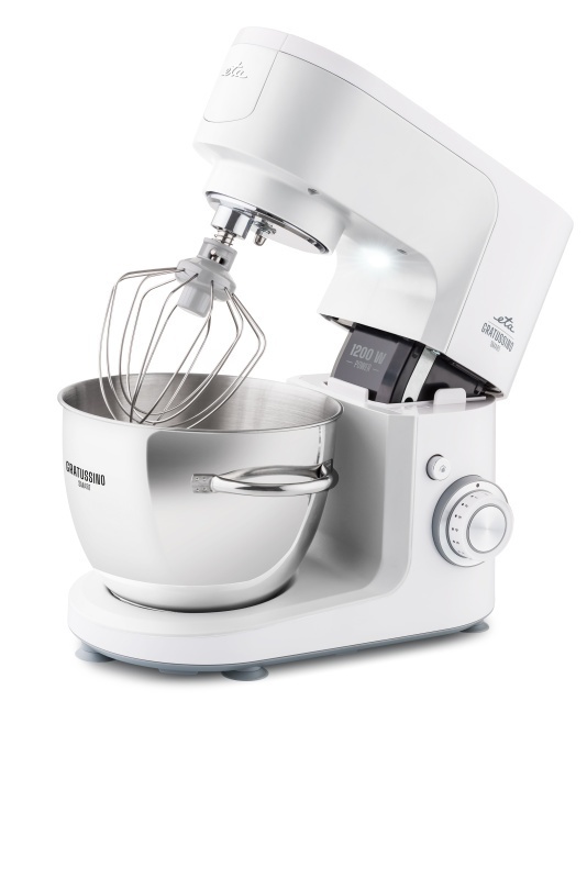Robot de bucatarie ETA Gratussino III Smart 3023 90000, 1200 W, 4.5 litri, roti dintate metalice, gri/alb