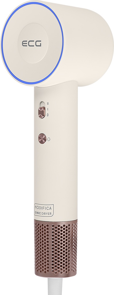 Uscator de par cu ionizare ECG Modifica Sonica, 1600 W, motor BLDC 110.000 rot/min, indicator temperatura, concentrator magnetic