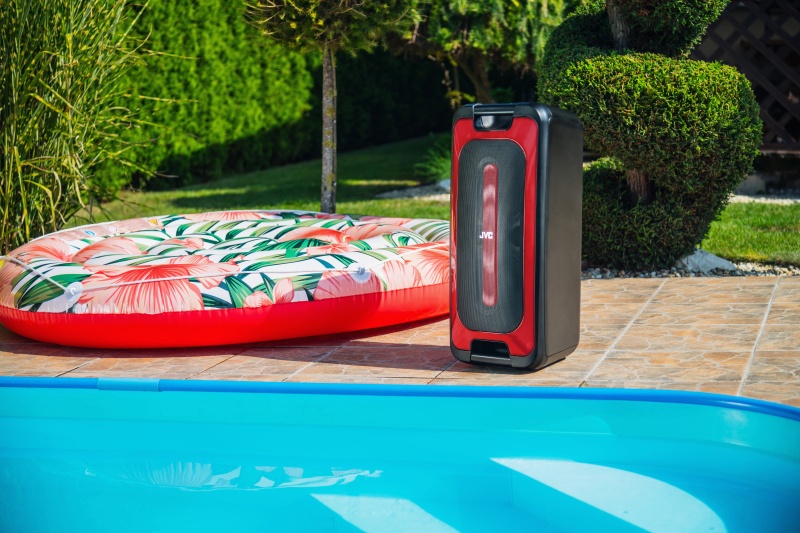 Boxa portabila JVC XS-E423B, 24 W, Bluetooth, IPX5, iluminare cu LED-uri, negru