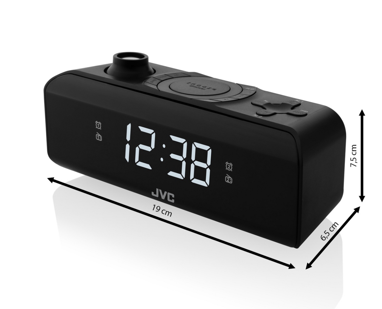 Radio cu ceas JVC RA-E314B, FM, alarma, proiectie, memorie 10 posturi, negru