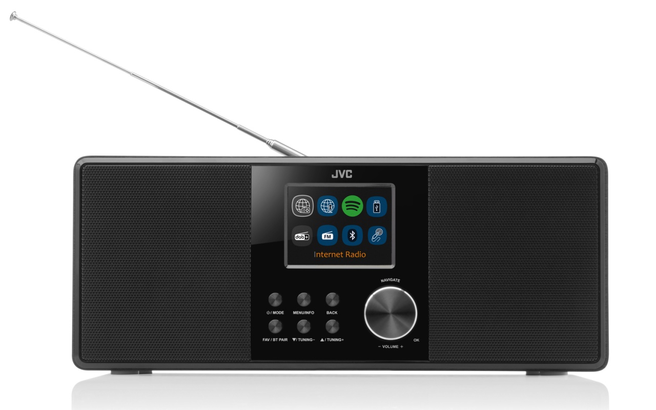 Radio cu CD JVC RD-E221B, 2 x 1.3 W RMS, FM/USB/MP3, AUX IN, iesire pentru casti, negru