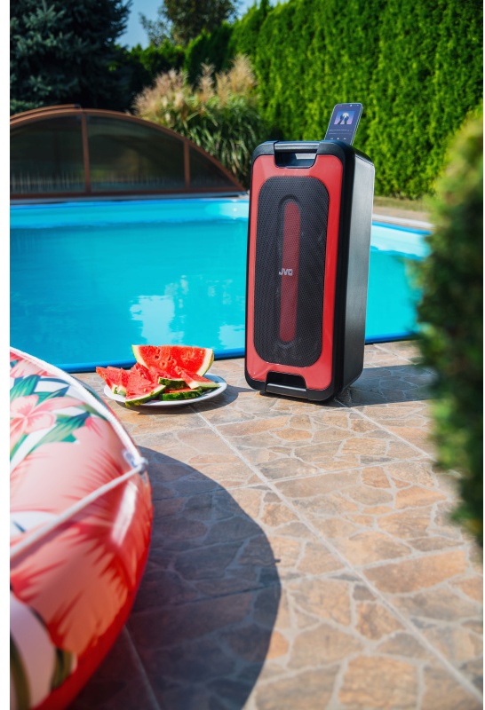 Boxa portabila JVC XS-E423B, 24 W, Bluetooth, IPX5, iluminare cu LED-uri, negru