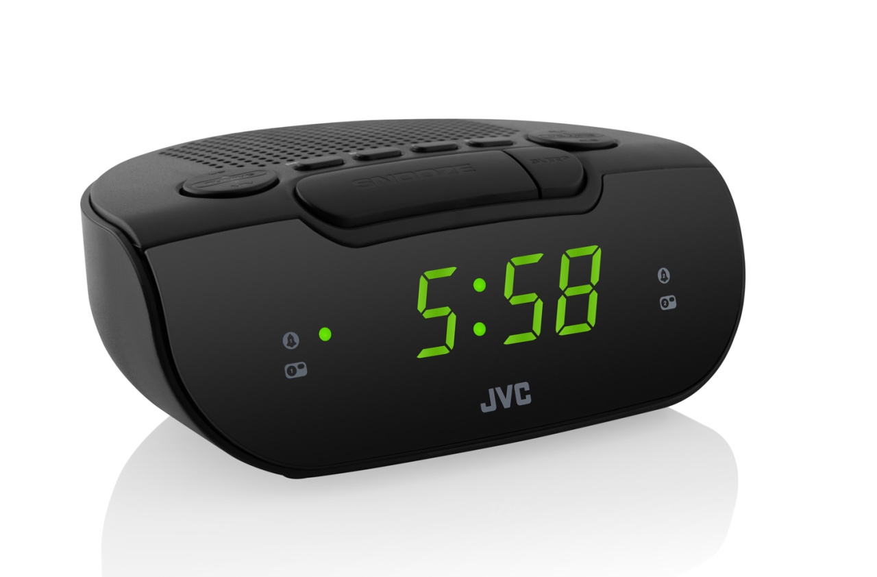 Radio cu ceas si alarma JVC RA-E211B, proiectie ora, tuner digital FM/AM, setare luminozitate, negru