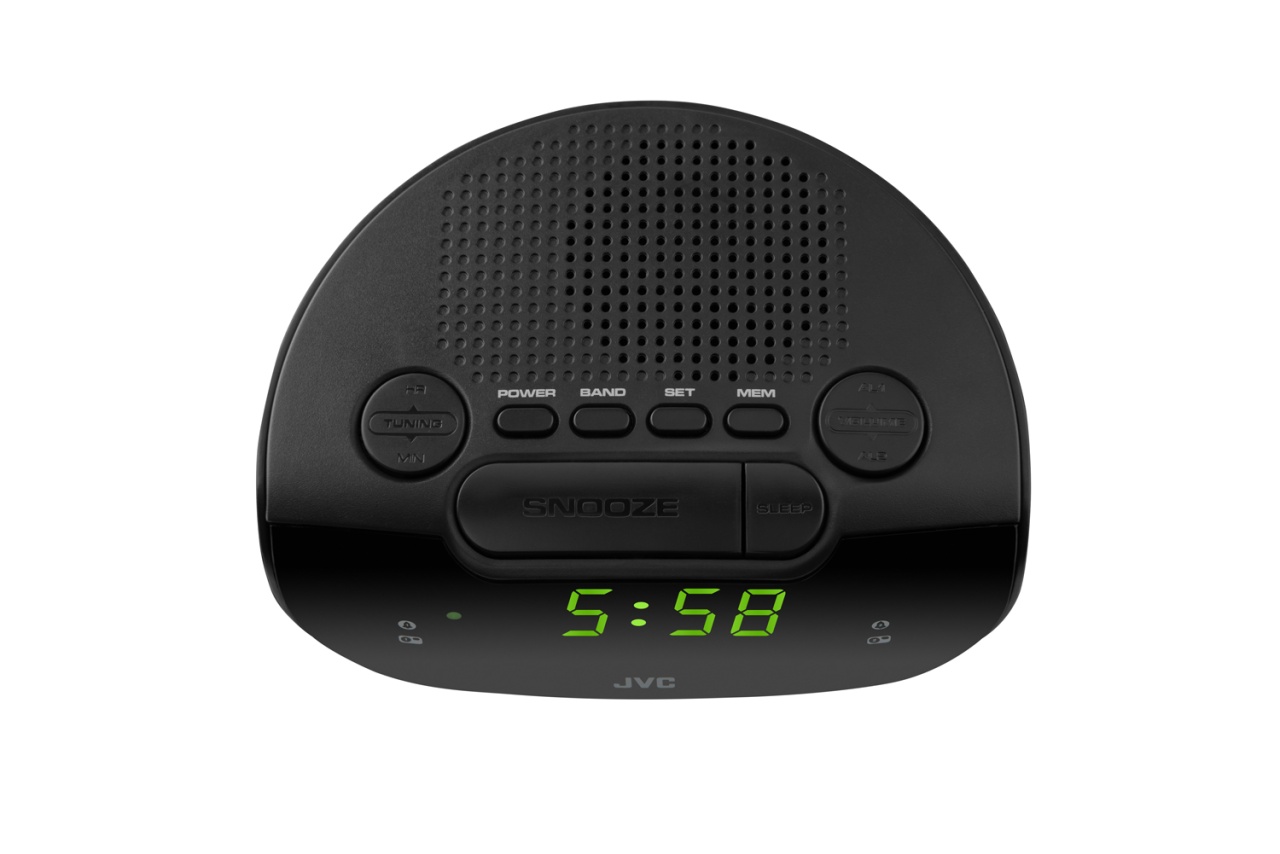 Radio cu ceas si alarma JVC RA-E211B, proiectie ora, tuner digital FM/AM, setare luminozitate, negru