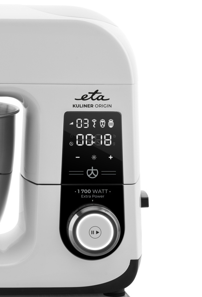 Robot de bucatarie ETA Gratus Kuliner II Origin 2038 90000, 1700 W, bol 6.7 litri + bol 3.5 litri, design integral din metal, LED, control tactil
