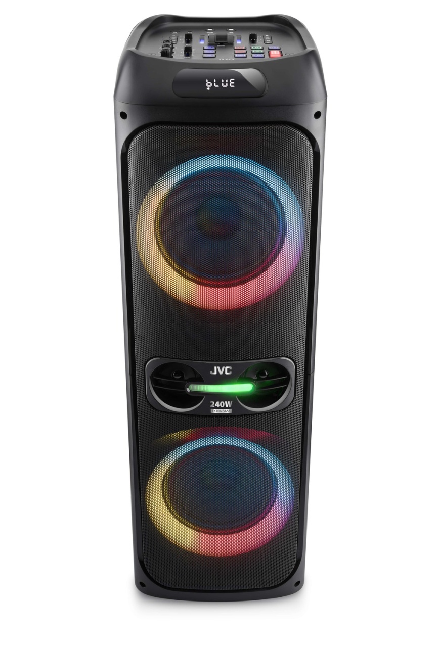 Sistem audio portabil JVC XS-EP514B, 150W (RMS), Acumulator 11.1 V/4 Ah (16 h), Bluetooth, USB, Radio FM, Microfon, AUX IN, Intrare chitara